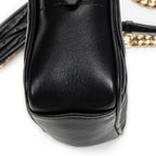 Shoulder Bag Camera Crossbody Black Nappa Matelasse Leather