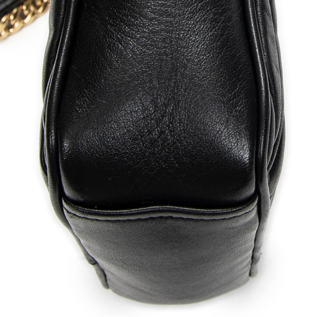 Shoulder Bag Camera Crossbody Black Nappa Matelasse Leather