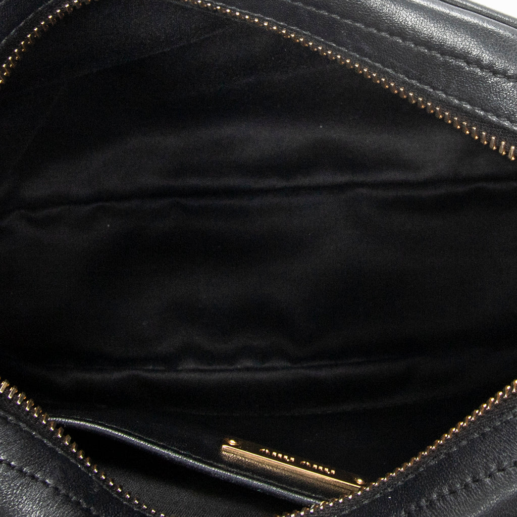 Shoulder Bag Camera Crossbody Black Nappa Matelasse Leather