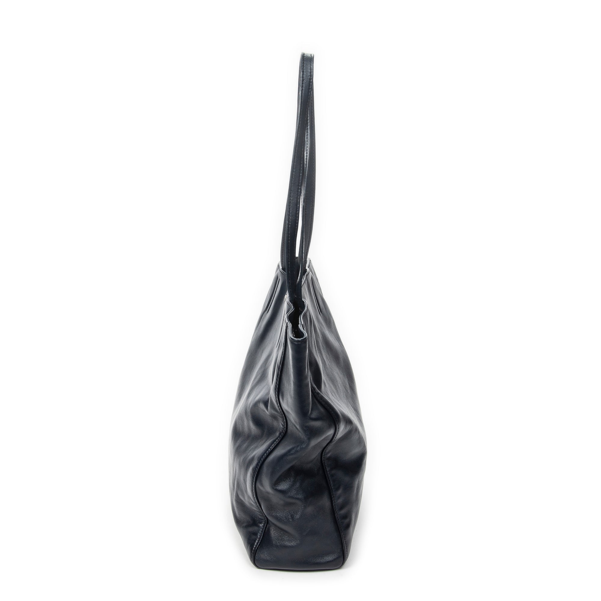 Shoulder Bag Shopping Tote Navy Vitello Soft Leather