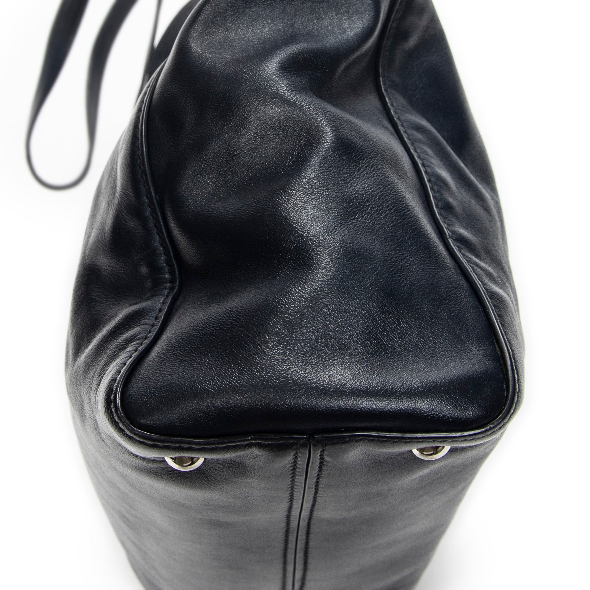 Shoulder Bag Shopping Tote Navy Vitello Soft Leather