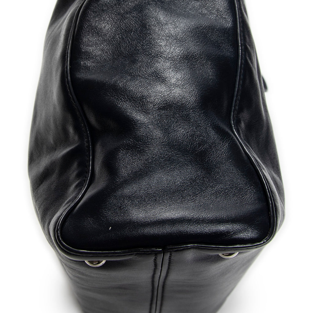 Shoulder Bag Shopping Tote Navy Vitello Soft Leather