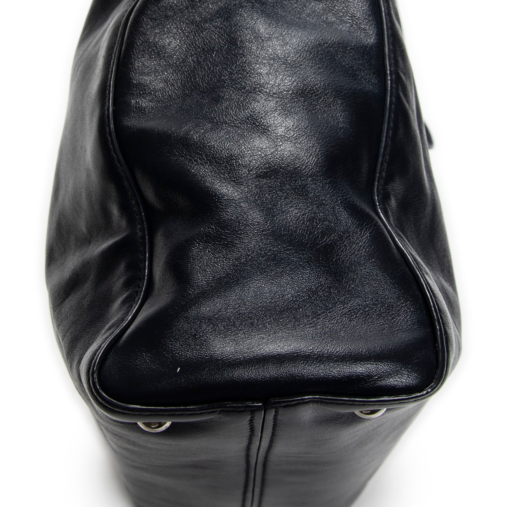 Shoulder Bag Shopping Tote Navy Vitello Soft Leather