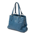 Shoulder Bag Convertible Tote Blue Vitello Caribu Leather