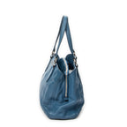 Shoulder Bag Convertible Tote Blue Vitello Caribu Leather