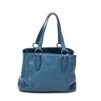 Shoulder Bag Convertible Tote Blue Vitello Caribu Leather