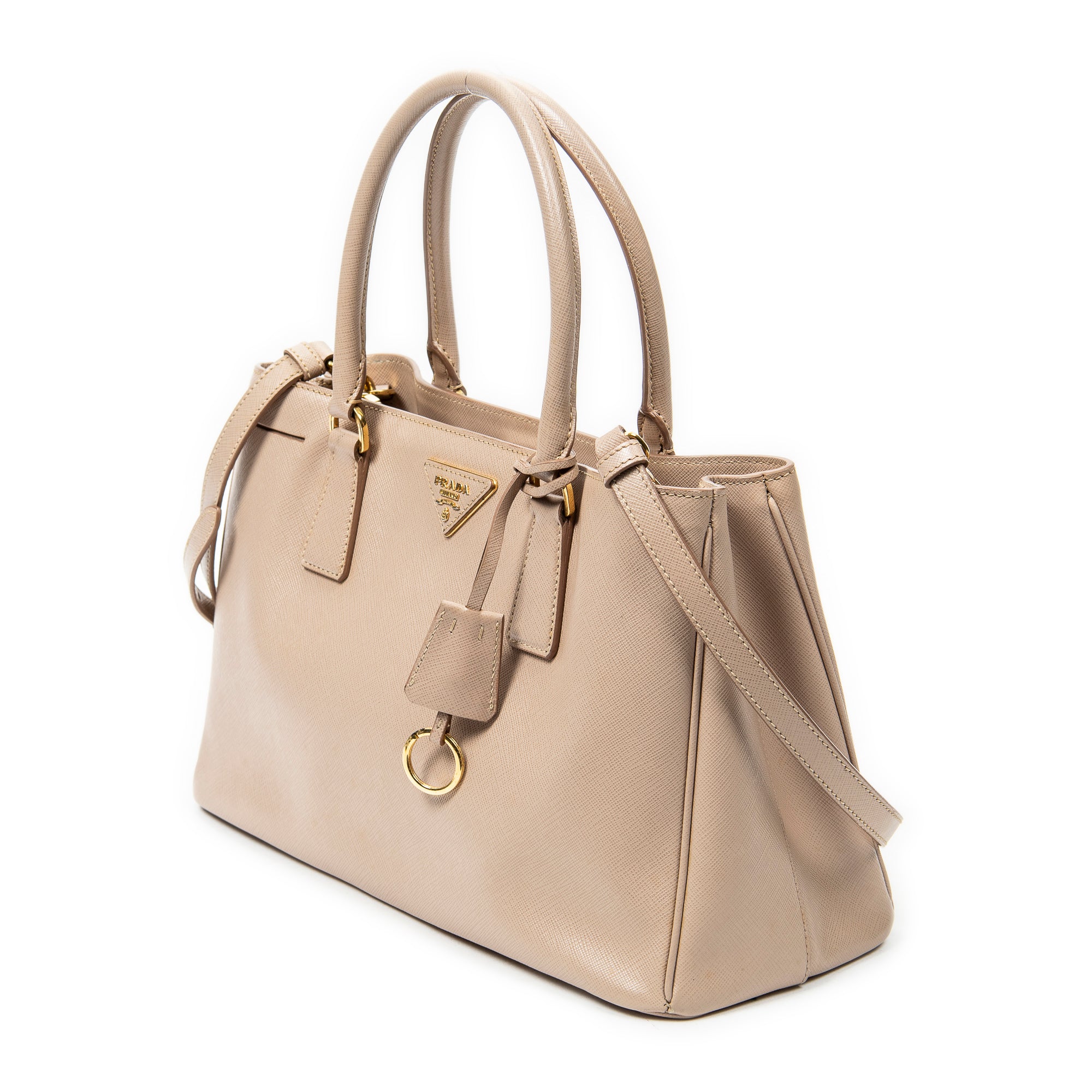 Shoulder Bag Small Open Tote Light Pink Saffiano Leather