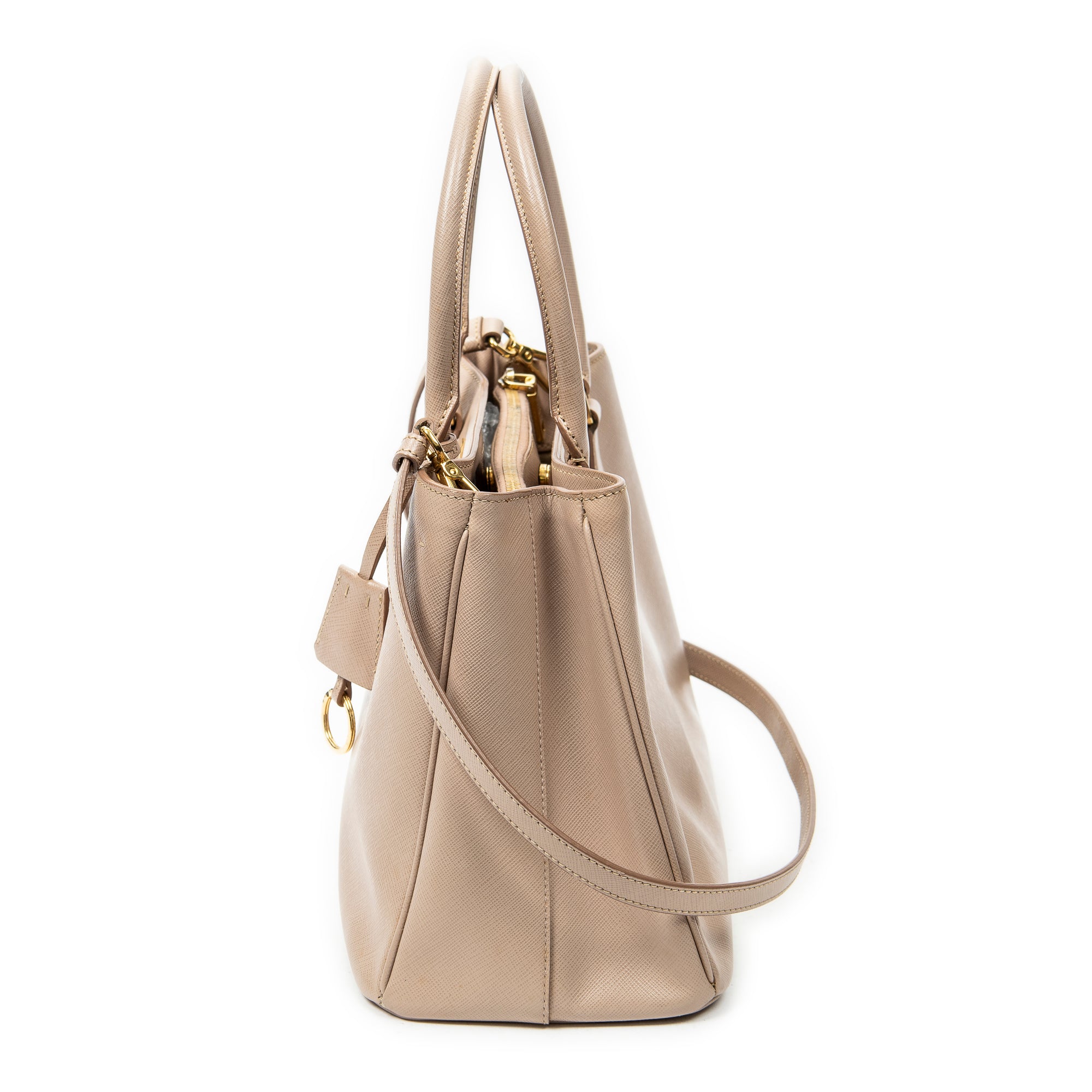 Shoulder Bag Small Open Tote Light Pink Saffiano Leather