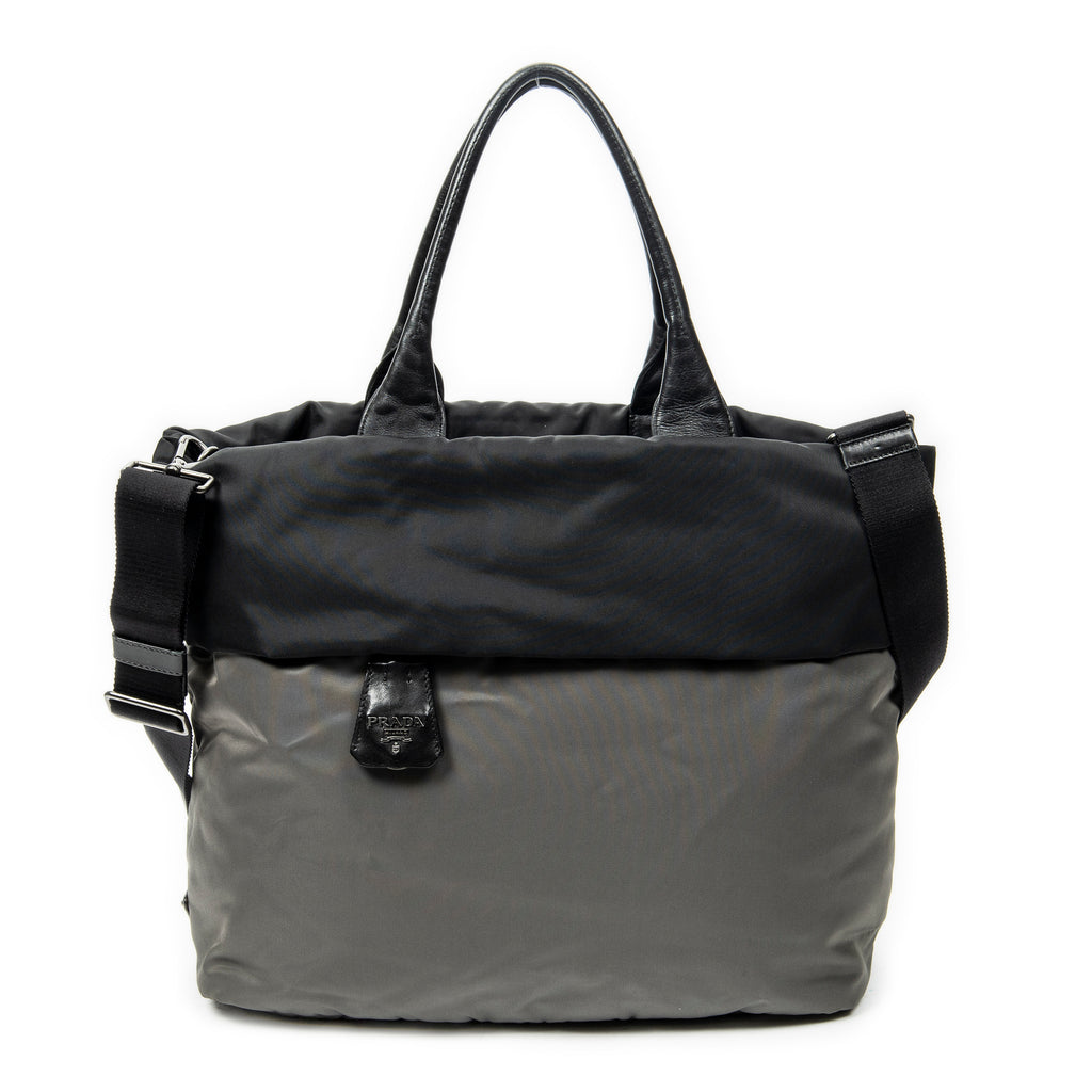 Shoulder Bag Reversible Tote Black Nylon Canvas