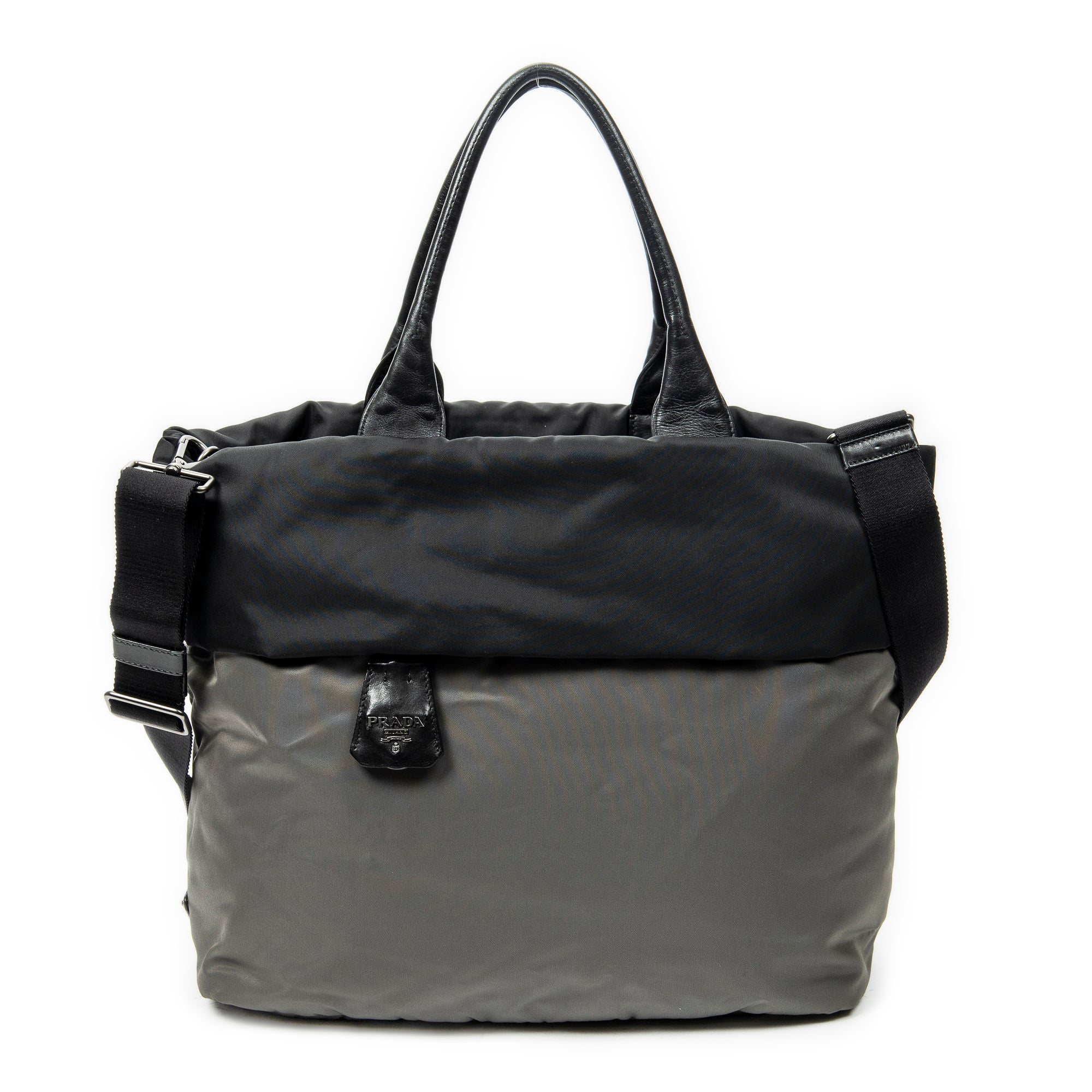 Shoulder Bag Reversible Tote Black Nylon Canvas