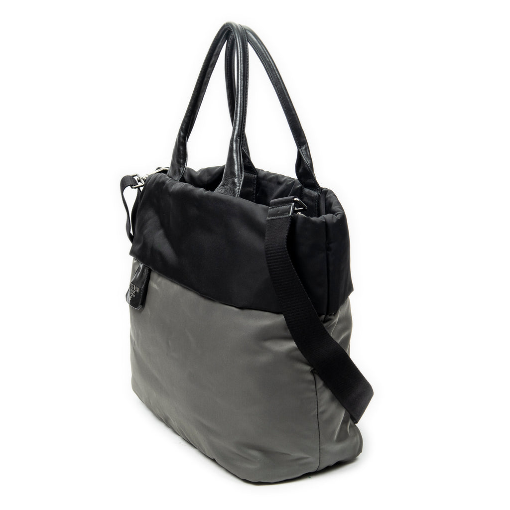 Shoulder Bag Reversible Tote Black Nylon Canvas