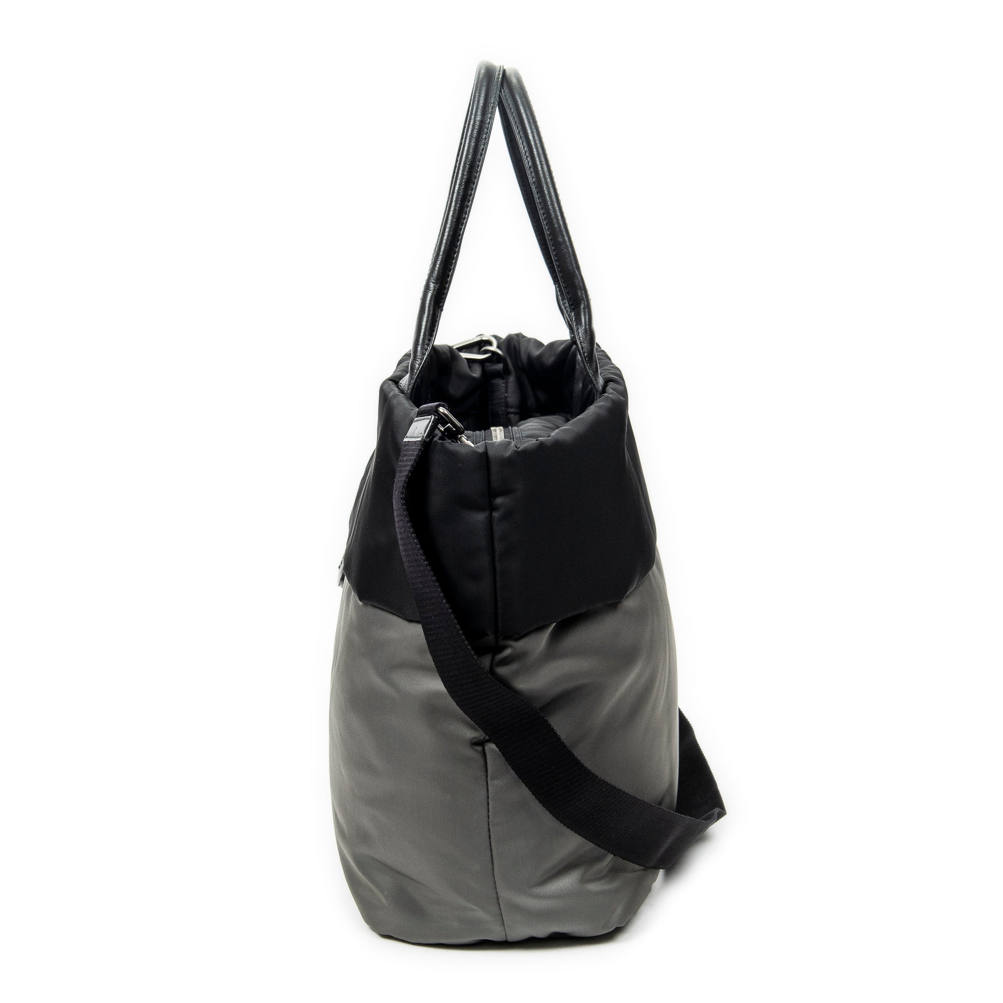 Shoulder Bag Reversible Tote Black Nylon Canvas