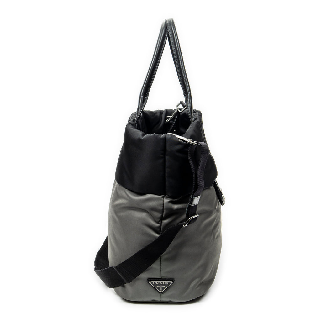 Shoulder Bag Reversible Tote Black Nylon Canvas
