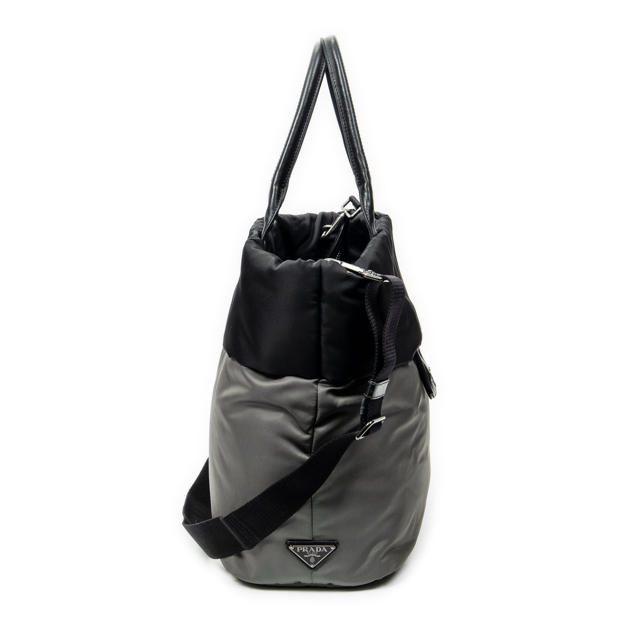 Shoulder Bag Reversible Tote Black Nylon Canvas