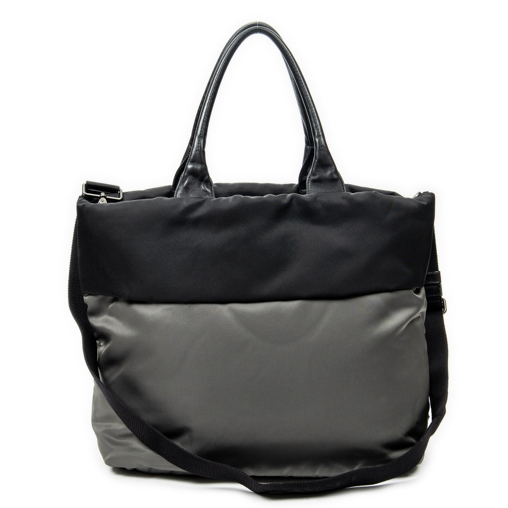 Shoulder Bag Reversible Tote Black Nylon Canvas