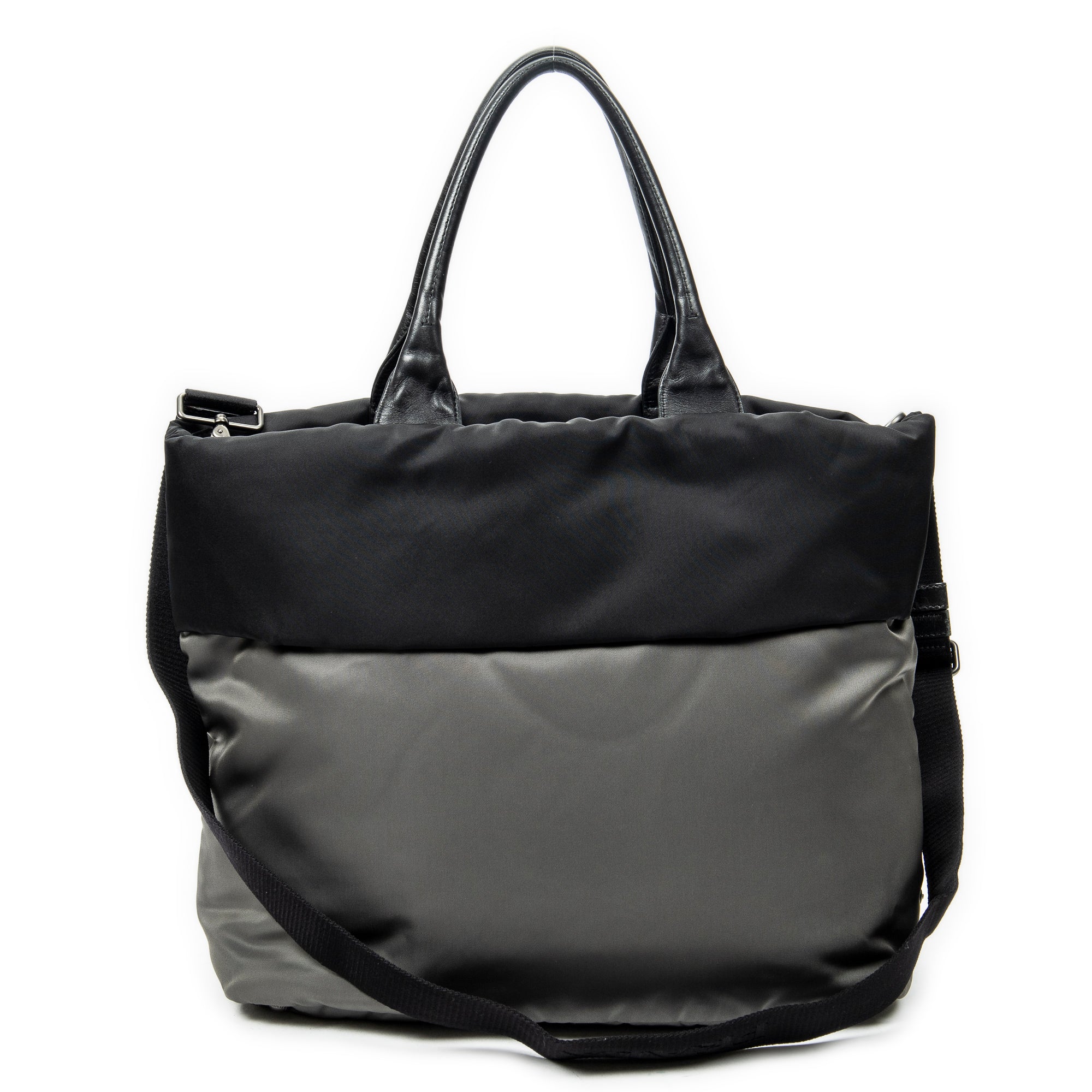 Shoulder Bag Reversible Tote Black Nylon Canvas