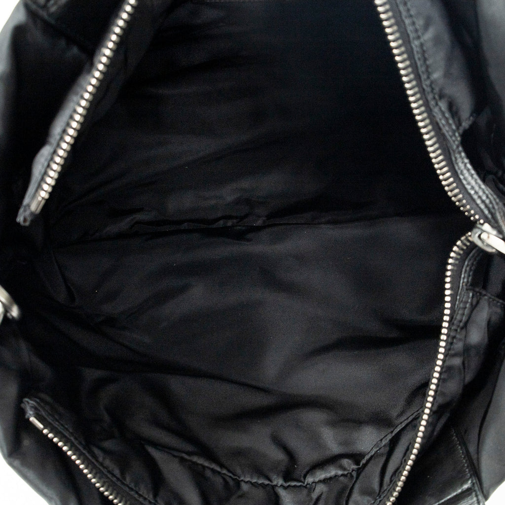Shoulder Bag Reversible Tote Black Nylon Canvas