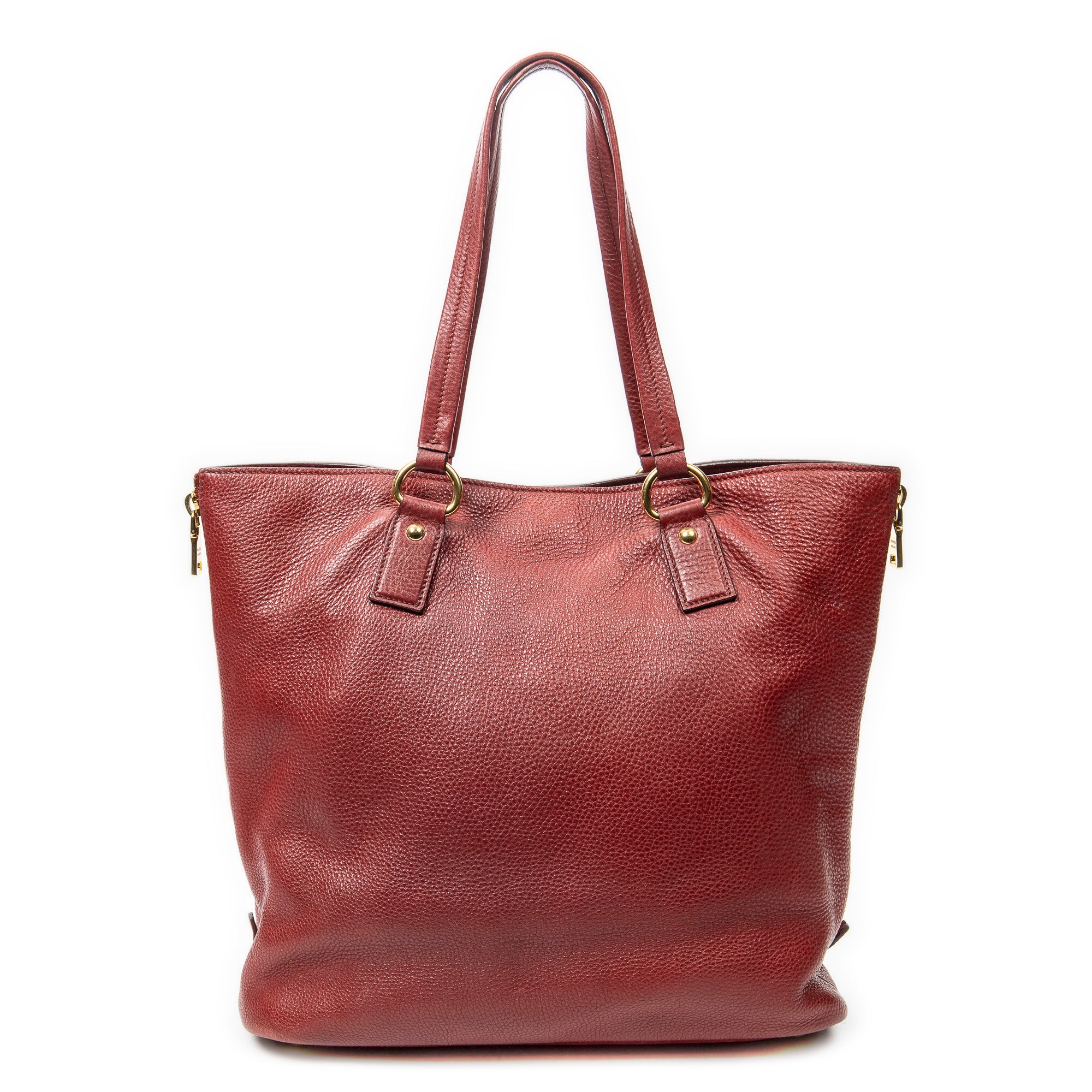 Shoulder Bag Size Zip Tote Red Vitello Daino Leather