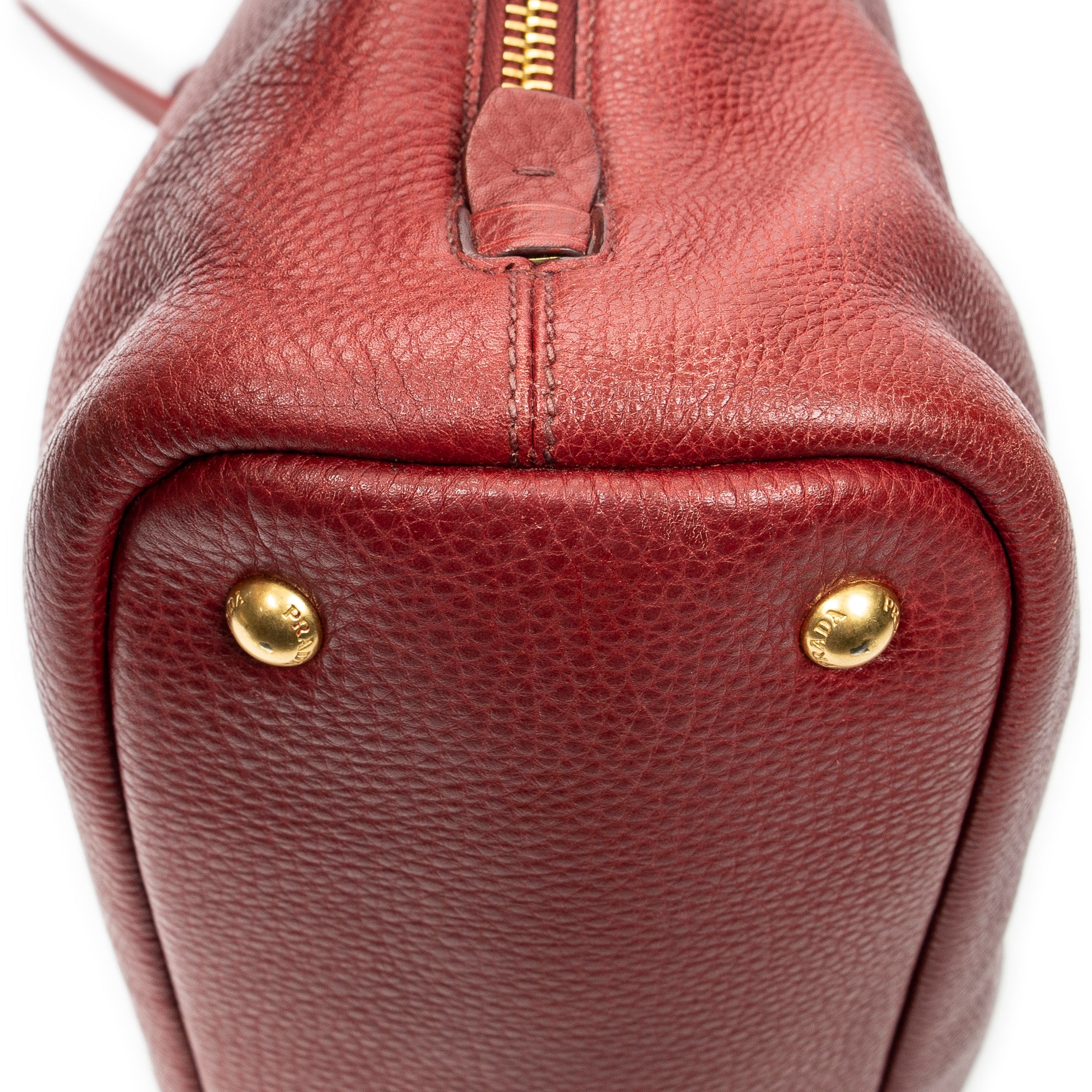 Shoulder Bag Size Zip Tote Red Vitello Daino Leather