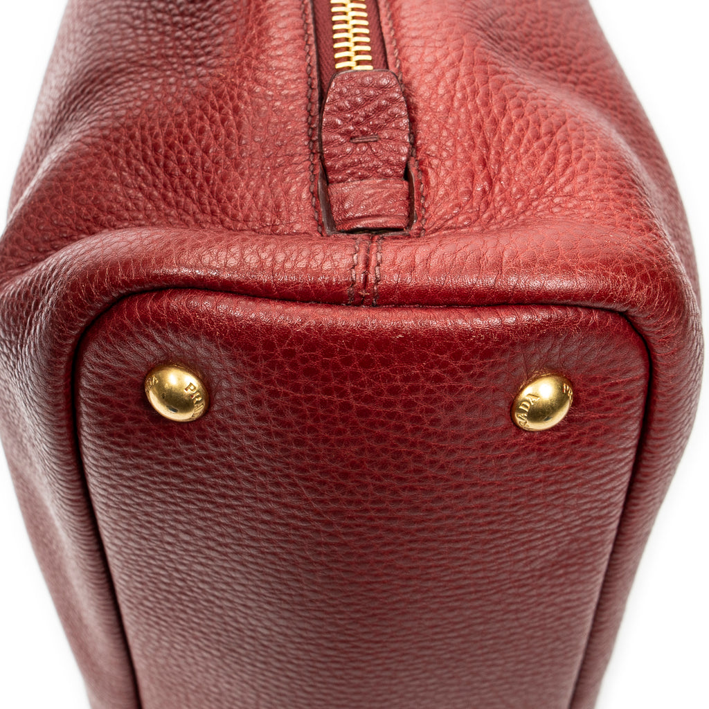 Shoulder Bag Size Zip Tote Red Vitello Daino Leather