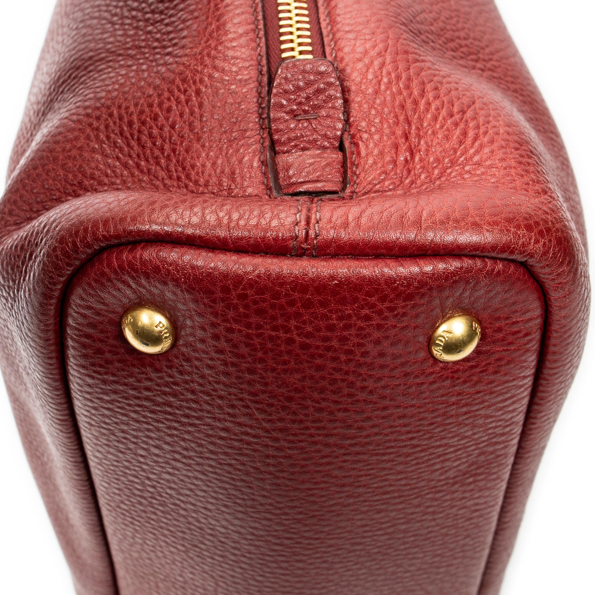 Shoulder Bag Size Zip Tote Red Vitello Daino Leather