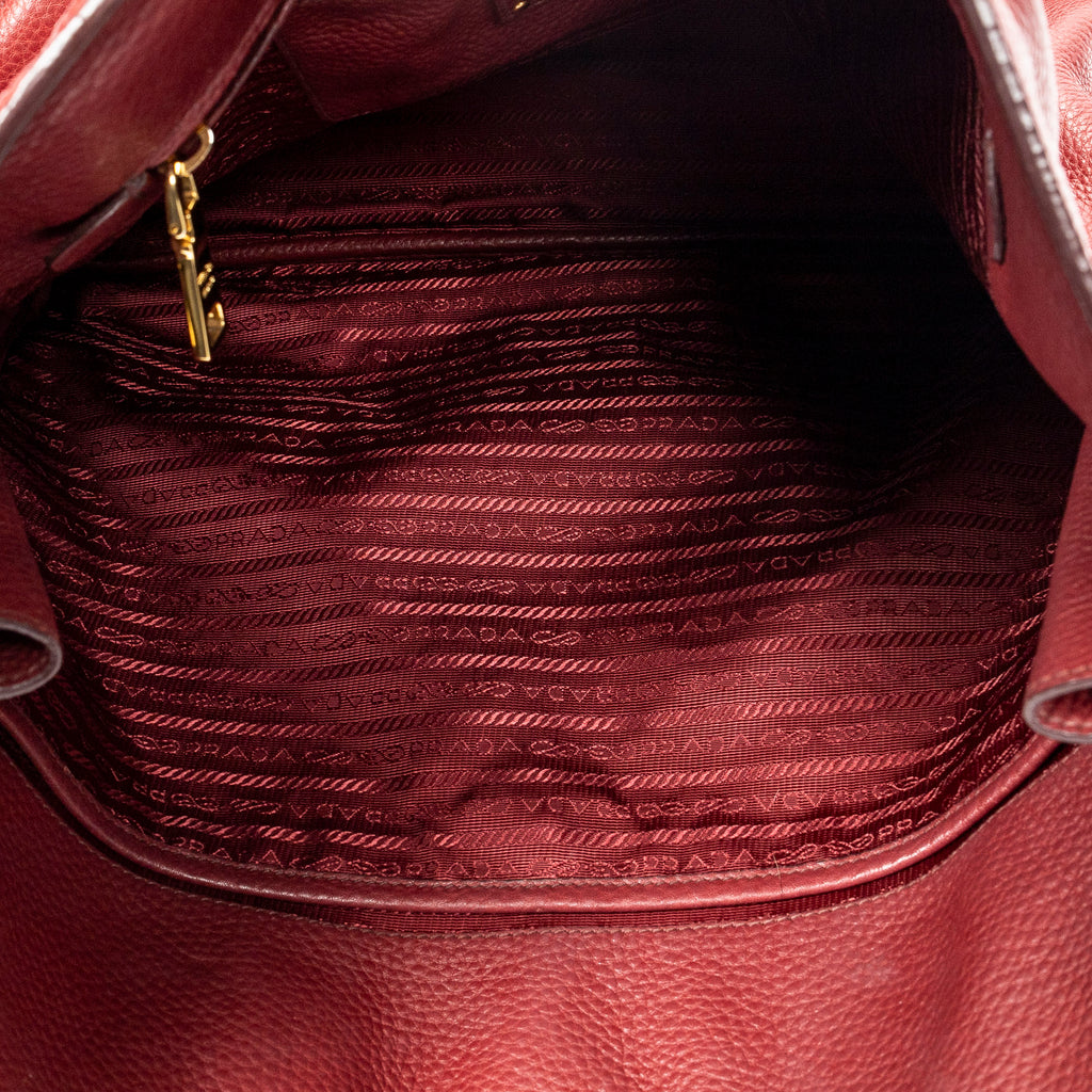 Shoulder Bag Size Zip Tote Red Vitello Daino Leather