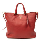 Shoulder Bag Large Shopper Tote Red Vitello Daino Leather