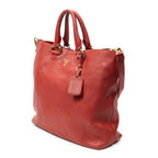 Shoulder Bag Large Shopper Tote Red Vitello Daino Leather