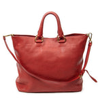 Shoulder Bag Large Shopper Tote Red Vitello Daino Leather