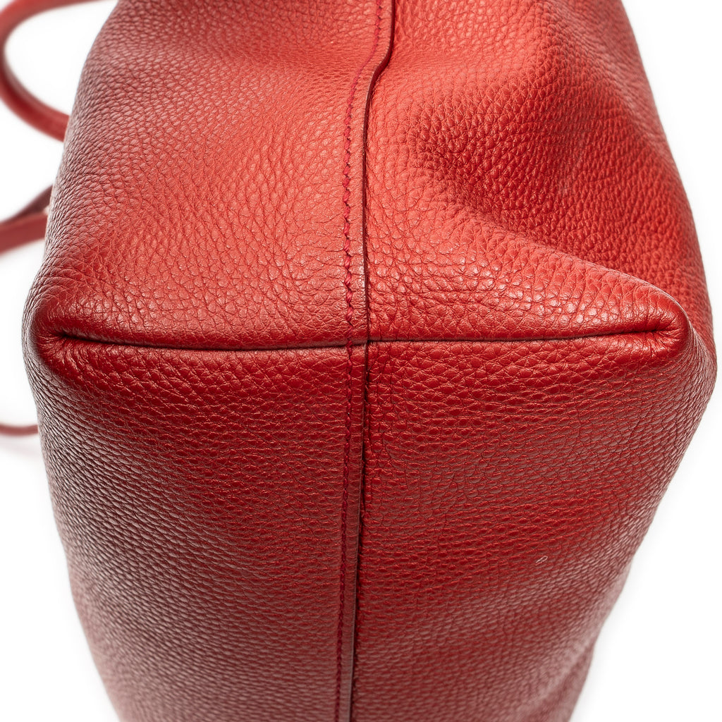 Shoulder Bag Large Shopper Tote Red Vitello Daino Leather