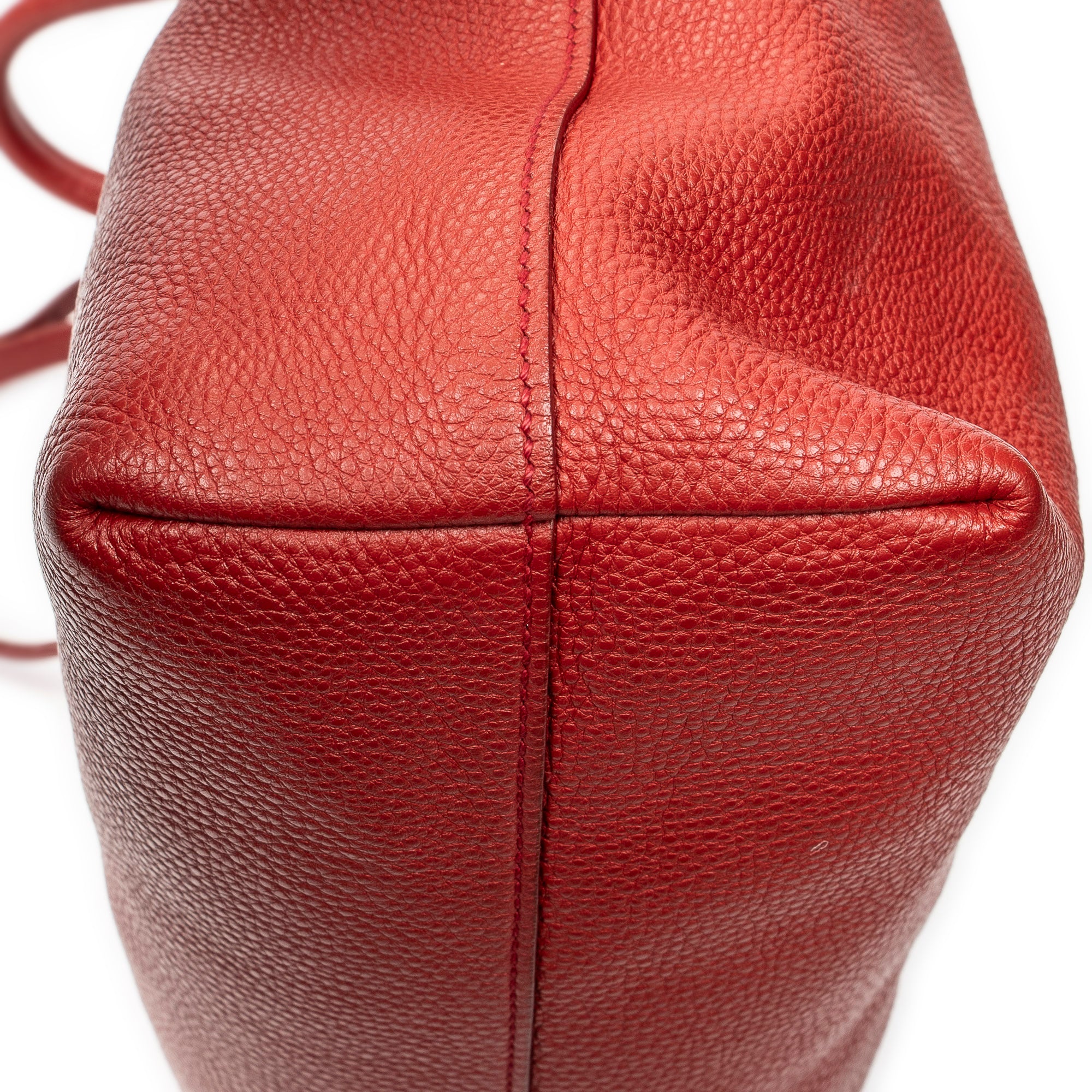 Shoulder Bag Large Shopper Tote Red Vitello Daino Leather