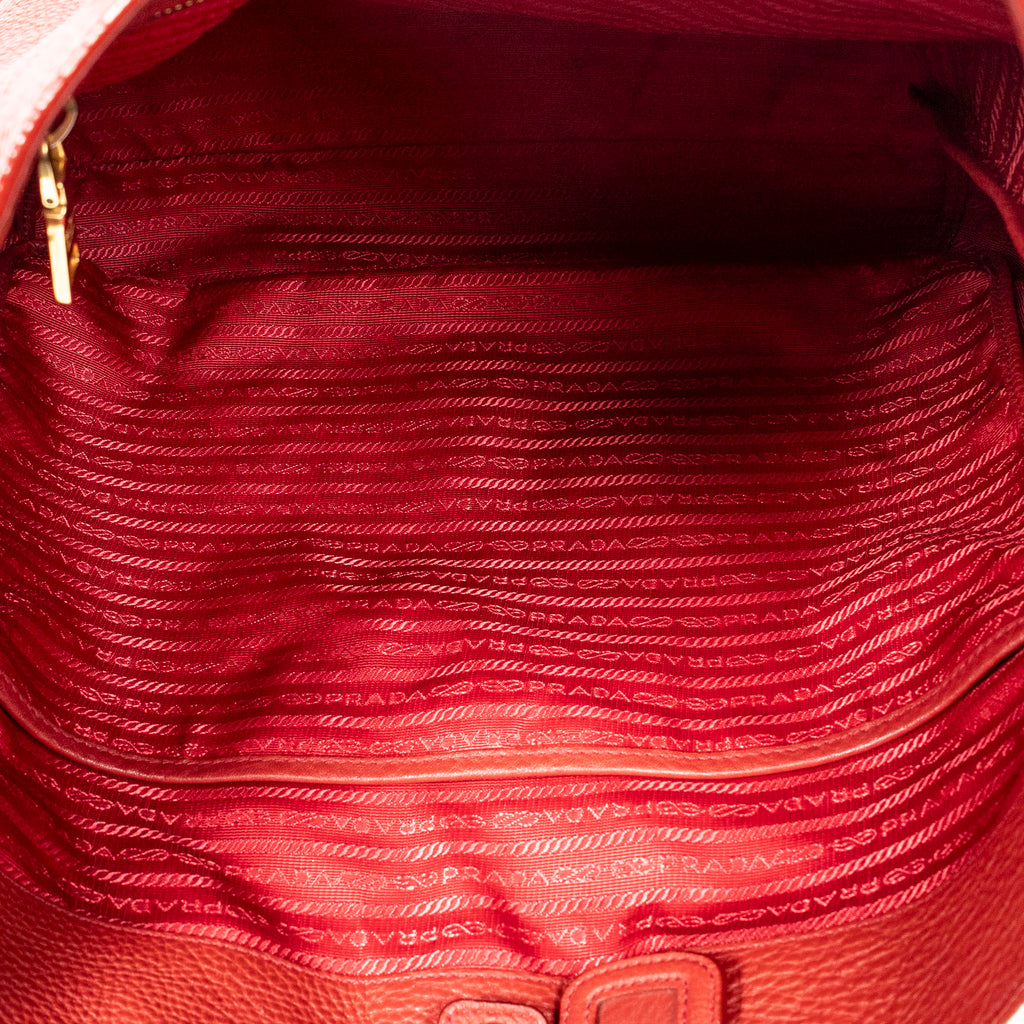 Shoulder Bag Large Shopper Tote Red Vitello Daino Leather