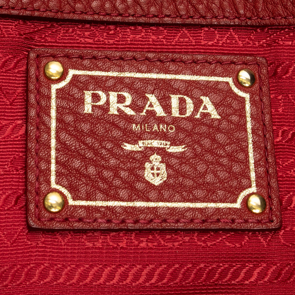 Shoulder Bag Large Shopper Tote Red Vitello Daino Leather