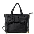Shoulder Bag Bow Tote Black Nylon Canvas