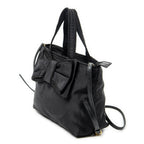 Shoulder Bag Bow Tote Black Nylon Canvas