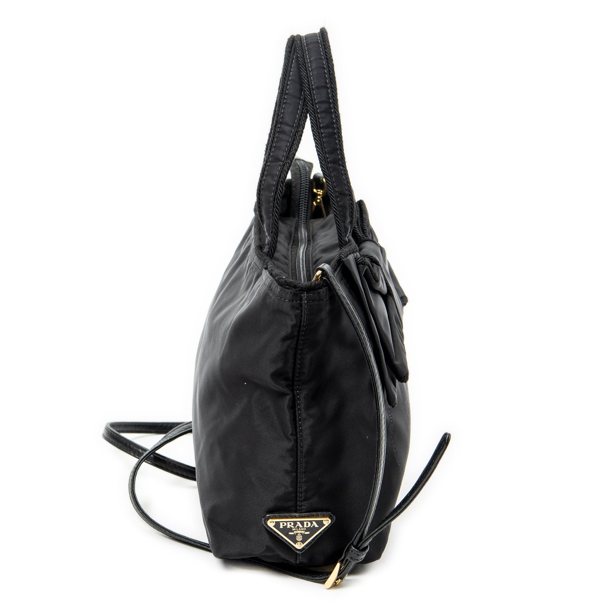 Shoulder Bag Bow Tote Black Nylon Canvas