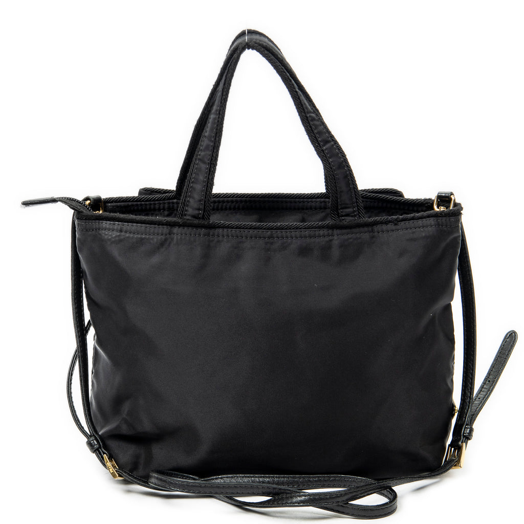 Shoulder Bag Bow Tote Black Nylon Canvas