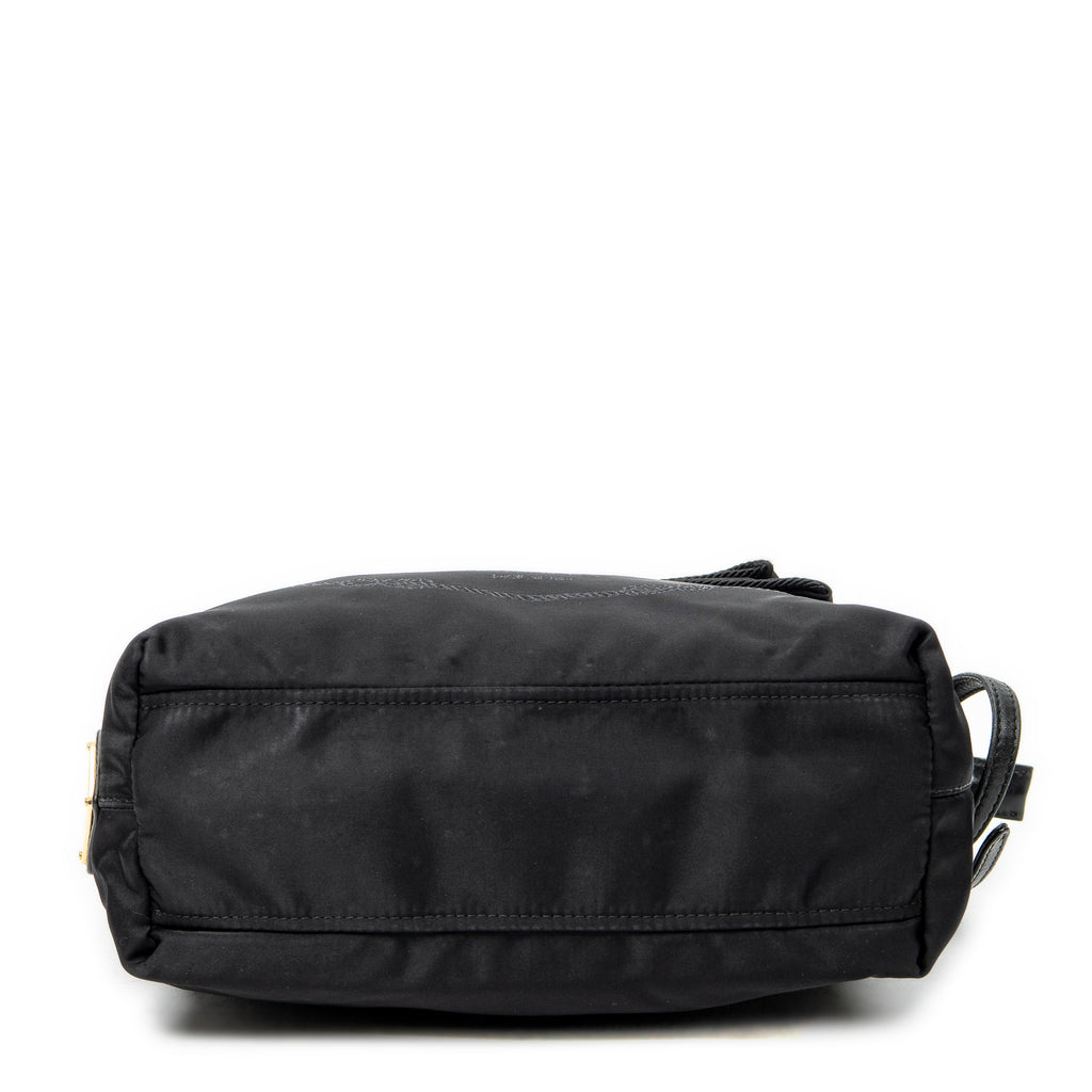 Shoulder Bag Bow Tote Black Nylon Canvas