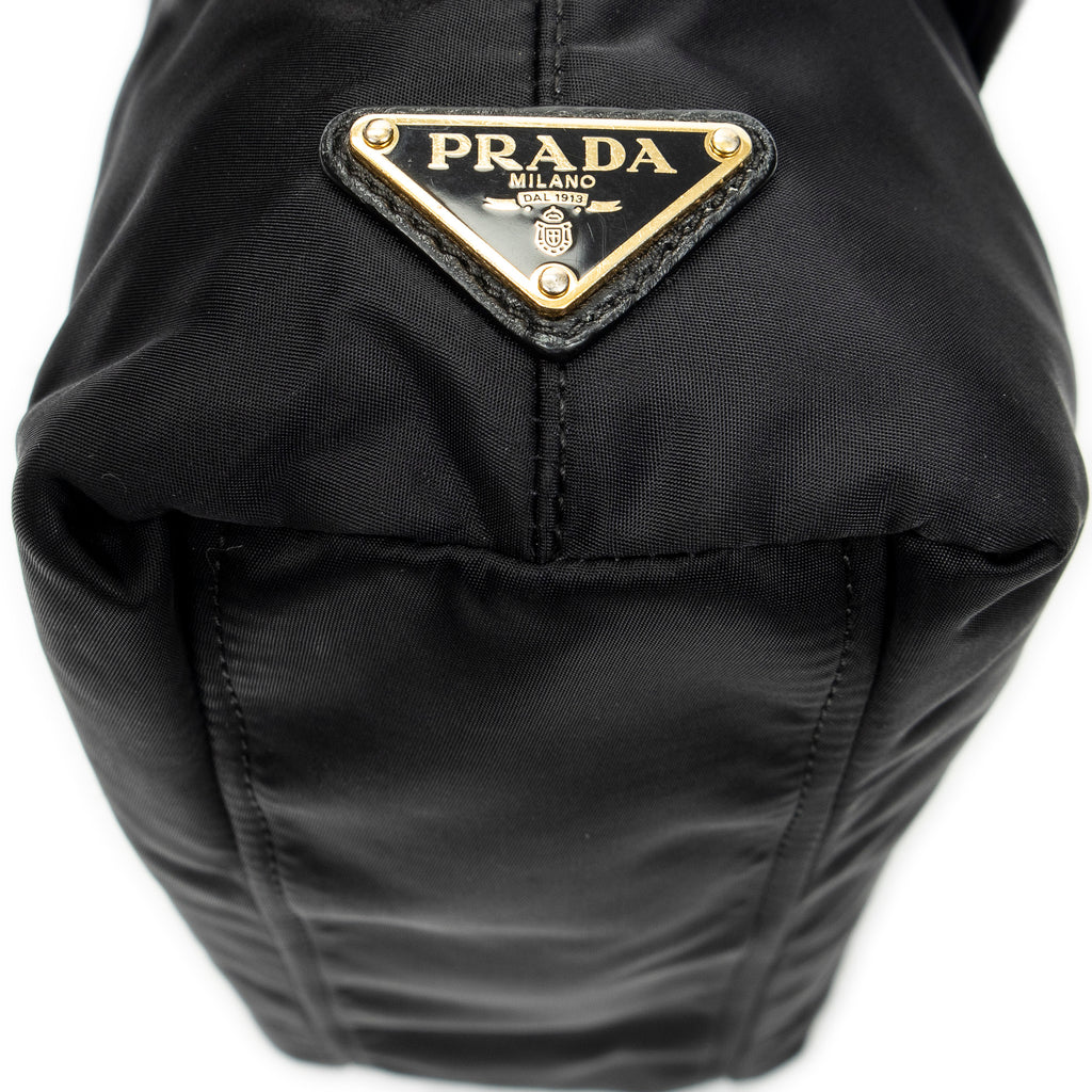 Shoulder Bag Bow Tote Black Nylon Canvas