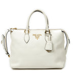Shoulder Bag Zip Tote White Vitello Phenix Leather