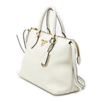Shoulder Bag Zip Tote White Vitello Phenix Leather
