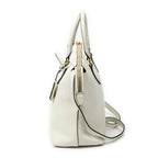 Shoulder Bag Zip Tote White Vitello Phenix Leather