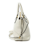 Shoulder Bag Zip Tote White Vitello Phenix Leather