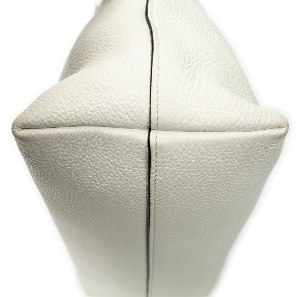 Shoulder Bag Zip Tote White Vitello Phenix Leather
