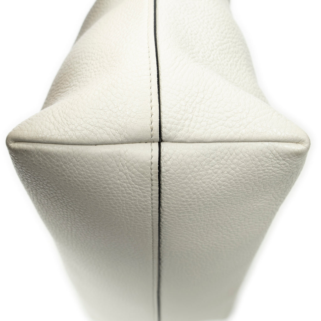 Shoulder Bag Zip Tote White Vitello Phenix Leather