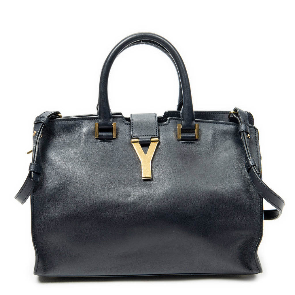 Shoulder Bag Small Classic Y Cabas Navy Calfskin Leather