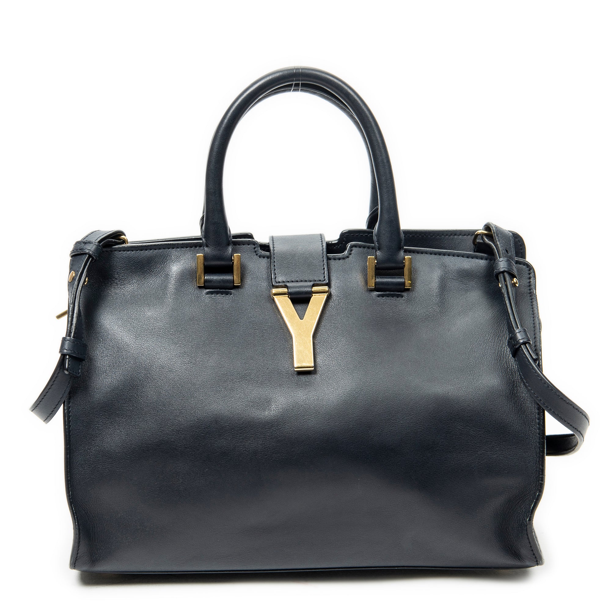 Shoulder Bag Small Classic Y Cabas Navy Calfskin Leather