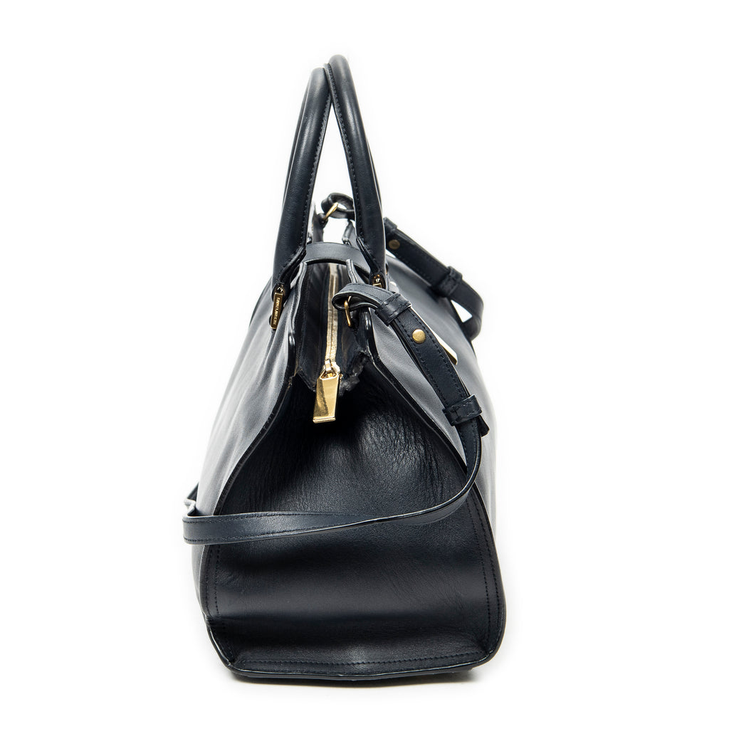 Shoulder Bag Small Classic Y Cabas Navy Calfskin Leather