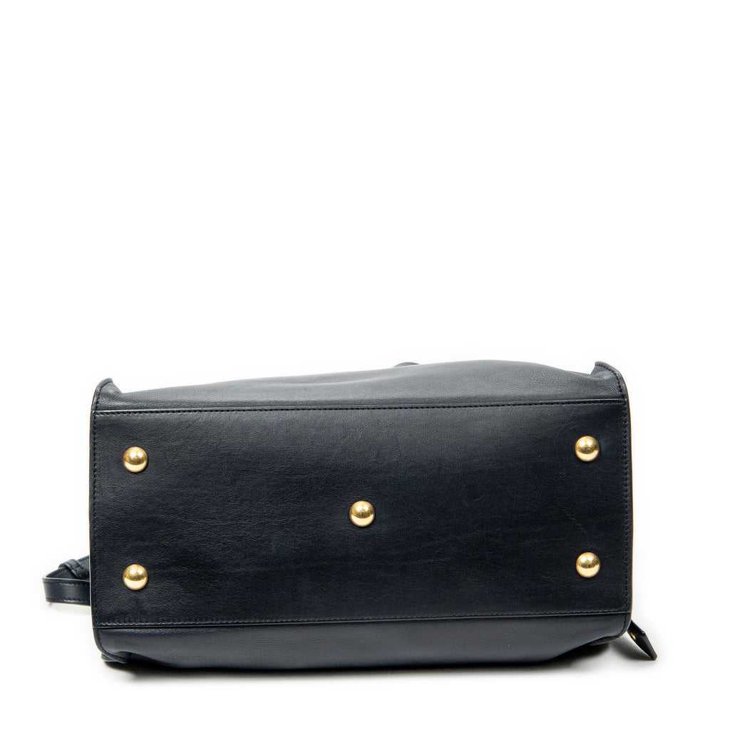 Shoulder Bag Small Classic Y Cabas Navy Calfskin Leather