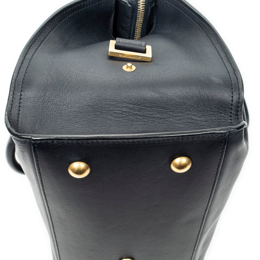 Shoulder Bag Small Classic Y Cabas Navy Calfskin Leather